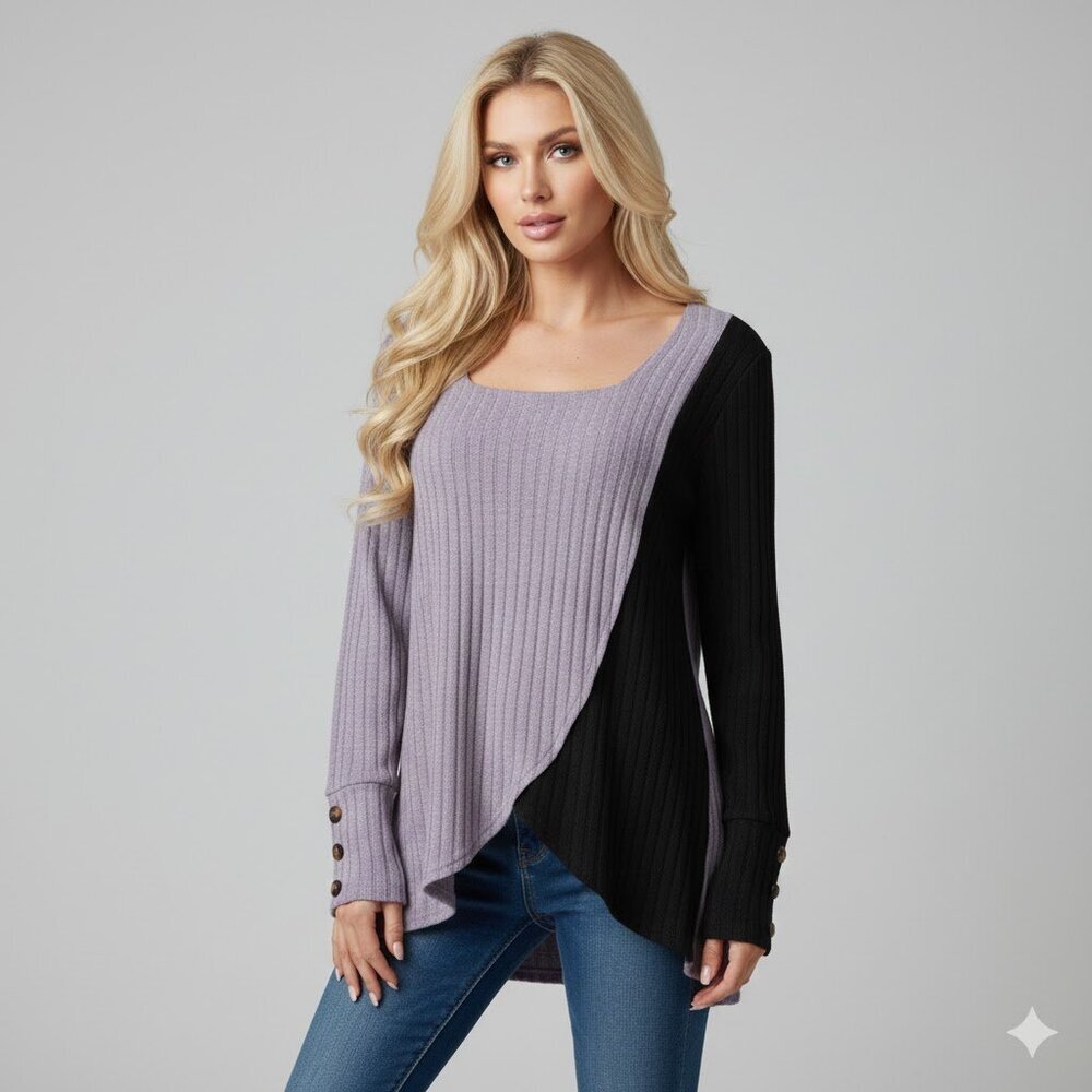 Two-Tone Asymmetrical Sweater